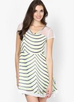 MB Off White Colored Striped Shift Dress