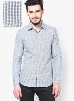 Monteil & Munero Checks Grey Slim Fit Casual Shirt