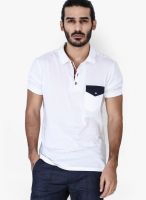 Mr Button White Solid Polo T-Shirts