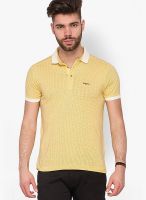 Mufti Yellow Solid Polo T-Shirts