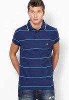 Nautica Blue Striped Polo T-Shirts