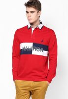 Nautica Red Printed Polo T-Shirts