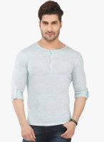Nick & Jess Light Blue Solid Henley T-Shirt