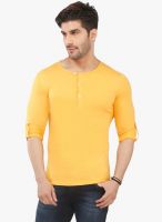 Nick & Jess Mustard Yellow Solid Henley T-Shirt