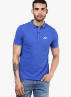 Nike Blue Solid Polo T-Shirts