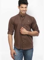 Orange Valley Solid Brown Casual Shirt