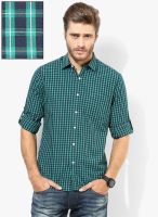 Peter England Blue Checks Regular Fit Casual Shirt