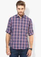 Peter England Blue Checks Regular Fit Casual Shirt