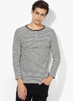 Phosphorus Black Striped Henley T-Shirt