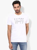 Reebok White Printed Round Neck T-Shirts