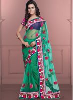 Saree Mall Green Embroidered Saree