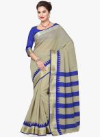 Saree Swarg Grey Striped Saree With Blouse