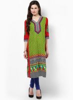 Shree Green Embroidered Kurtis