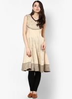 Span Brown Embroidered Kurtis