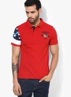 Spunk Red Solid Polo T-Shirts