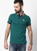 Status Quo Green Striped Polo T-Shirts