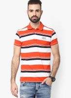 Status Quo Orange Striped Polo T-Shirts