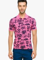 Status Quo Pink Printed Polo T-Shirts