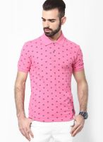 Status Quo Pink Printed Polo T-Shirts