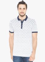 Status Quo White Printed Polo T-Shirt