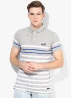 Superdry Grey Striped Polo T-Shirts