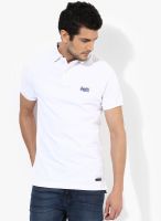 Superdry White Solid Polo T-Shirts