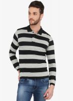 The Cotton Company Black Striped Polo T-Shirt