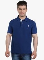 The Cotton Company Blue Solid Polo T-Shirt