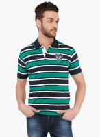 The Cotton Company Green Striped Polo T-Shirt