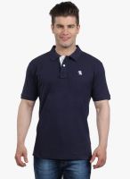 The Cotton Company Navy Blue Solid Polo T-Shirt