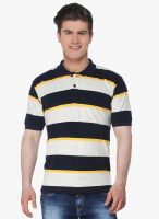 The Cotton Company Navy Blue Striped Polo T-Shirt