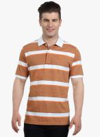The Cotton Company Orange Striped Polo T-Shirt