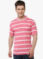 The Cotton Company Pink Striped Polo T-Shirt