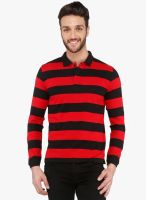 The Cotton Company Red Striped Polo T-Shirt