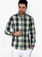 The Indian Garage Co. Green Check Slim Fit Casual Shirt