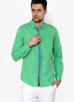 The Indian Garage Co. Green Slim Fit Casual Shirt