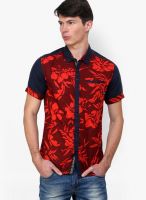 The Indian Garage Co. Red Printed Slim Fit Casual Shirt