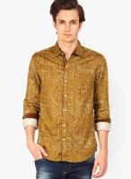The Indian Garage Co. Solid Yellow Casual Shirt