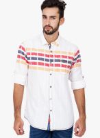 The Indian Garage Co. White Printed Slim Fit Casual Shirt