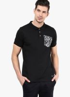 Tiktauli De Corps. Black Printed Polo T-Shirts