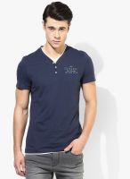 Tom Tailor Black Solid Henley T-Shirt