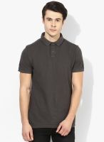 Tom Tailor Dark Grey Solid Polo T-Shirt