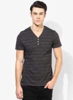 Tom Tailor Dark Grey Striped Henley T-Shirt