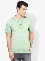 Tom Tailor Green Solid Henley T-Shirt