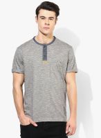 Tom Tailor Grey Solid Henley Neck T-Shirt