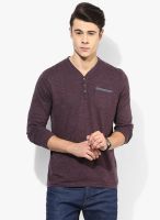 Tom Tailor Grey Solid Henley T-Shirt