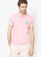 U.S. Polo Assn. Pink Solid Polo T-Shirts
