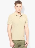 Uni Style Image Beige Solid Polo T-Shirt