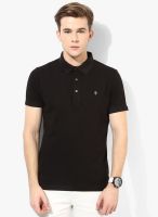 Uni Style Image Black Solid Polo T-Shirts