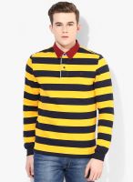 Uni Style Image Yellow Striped Polo T-Shirt